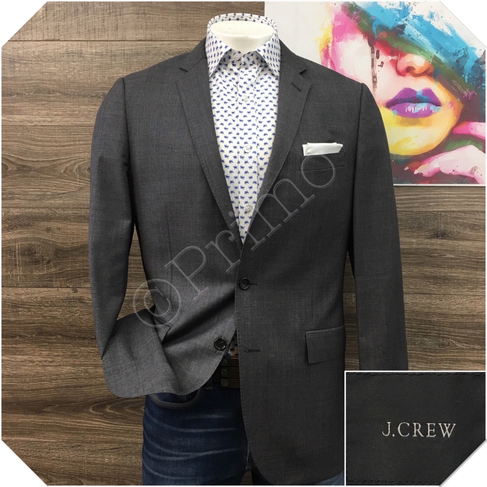 J CREW LUDLOW Mens Wool Blazer Sport Coat Casual Jacket Size 42L Gray Suit